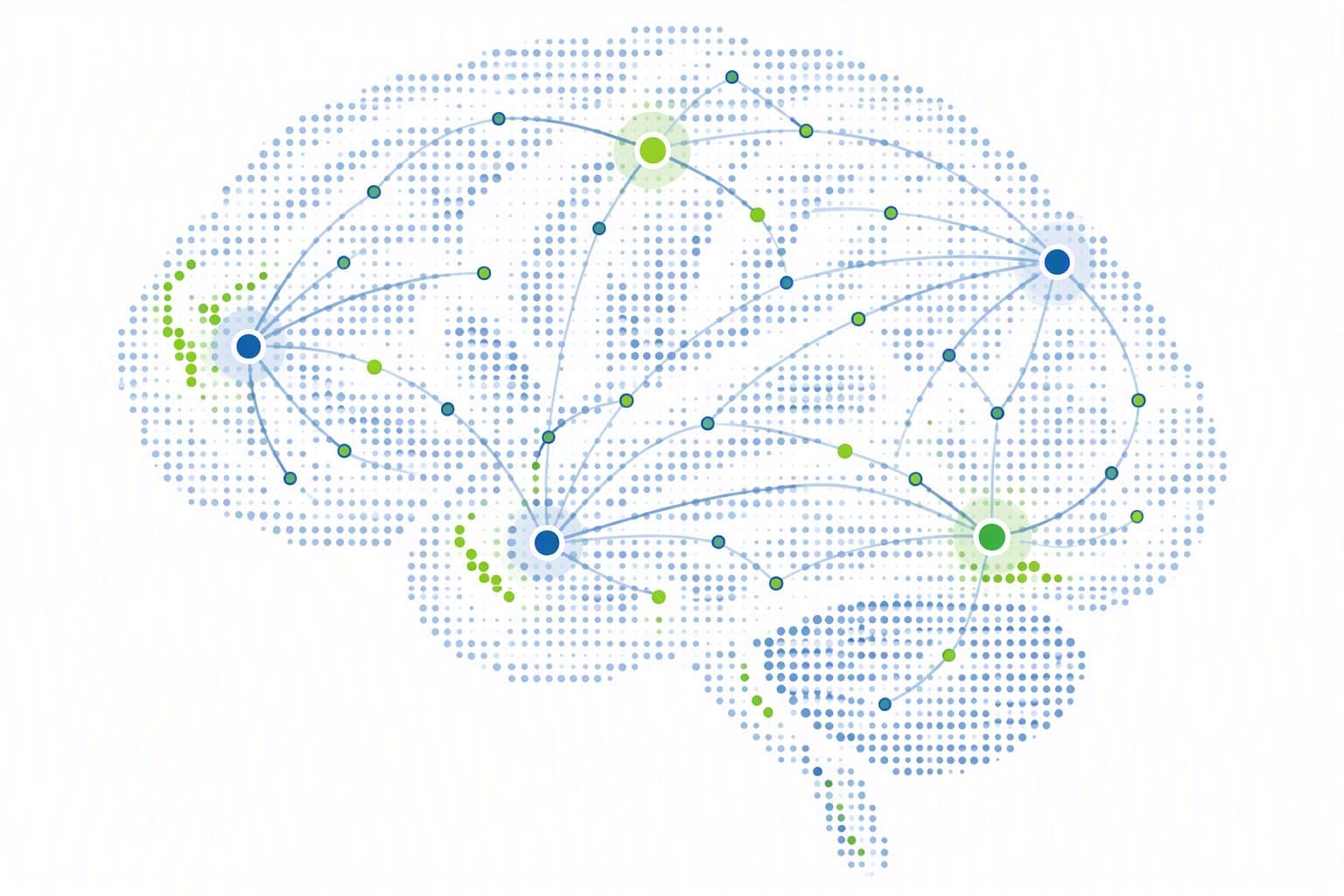 Dotted drawing of a brain with connected points